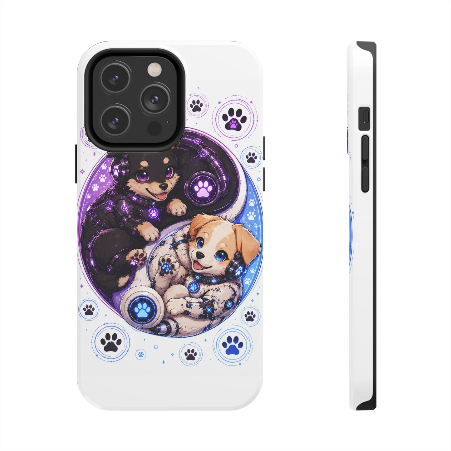 Yin Yang Puppy Tough Phone Case — Cute Paw Print Dog Protector