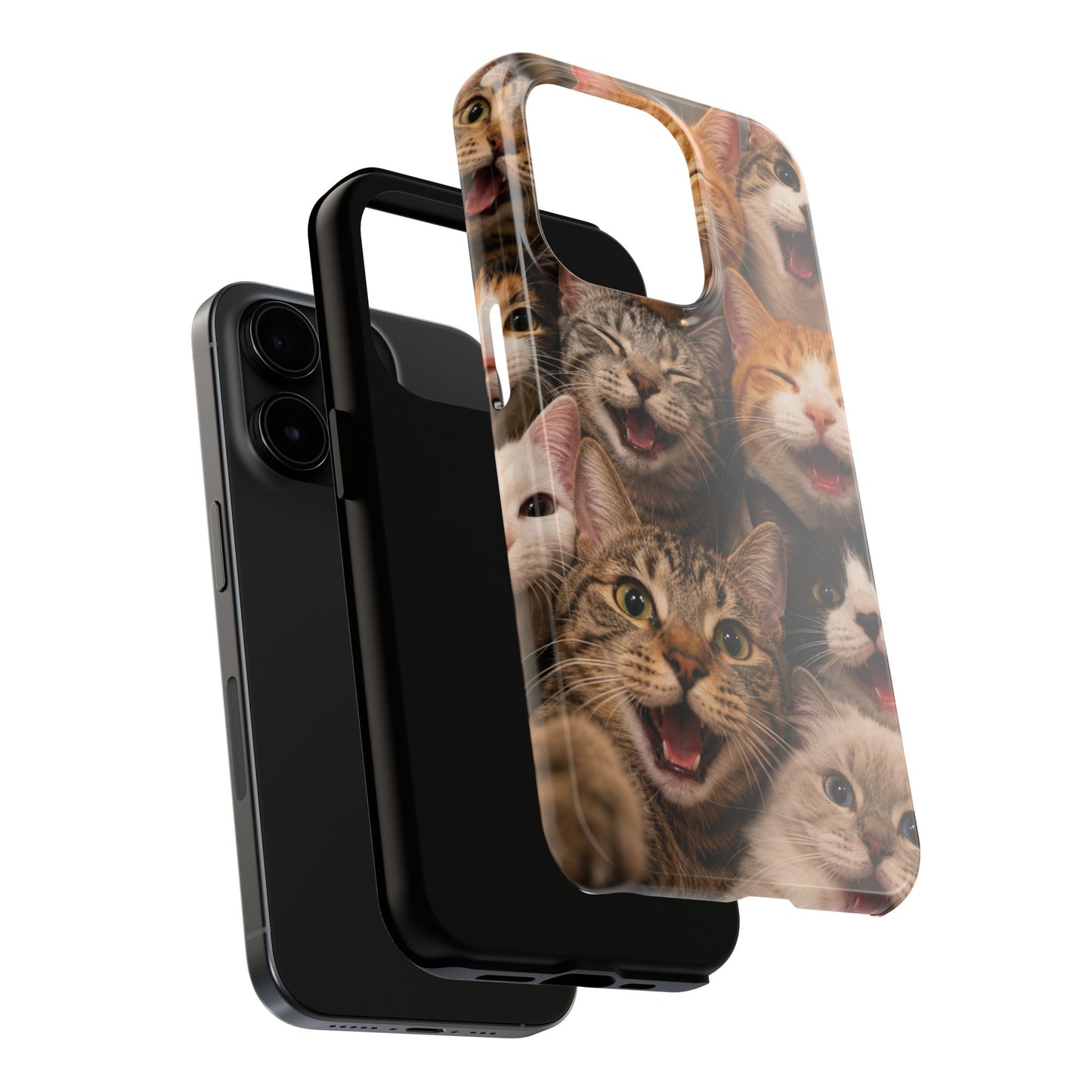 Tough Smiling Cats Collage Phone Case – Cute Cat Faces for iPhone