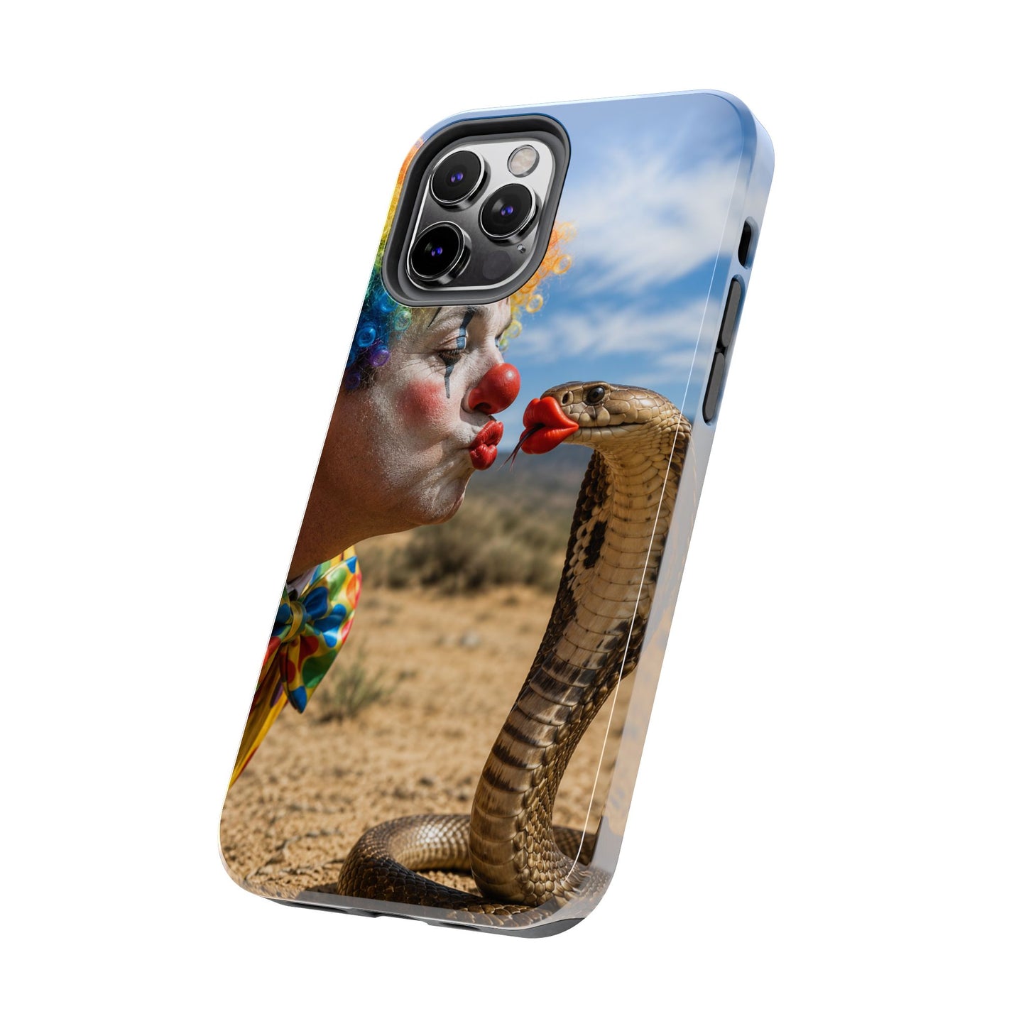 Clown & Cobra Tough Phone Case — Funny Kiss Design, Shockproof Protective Cover