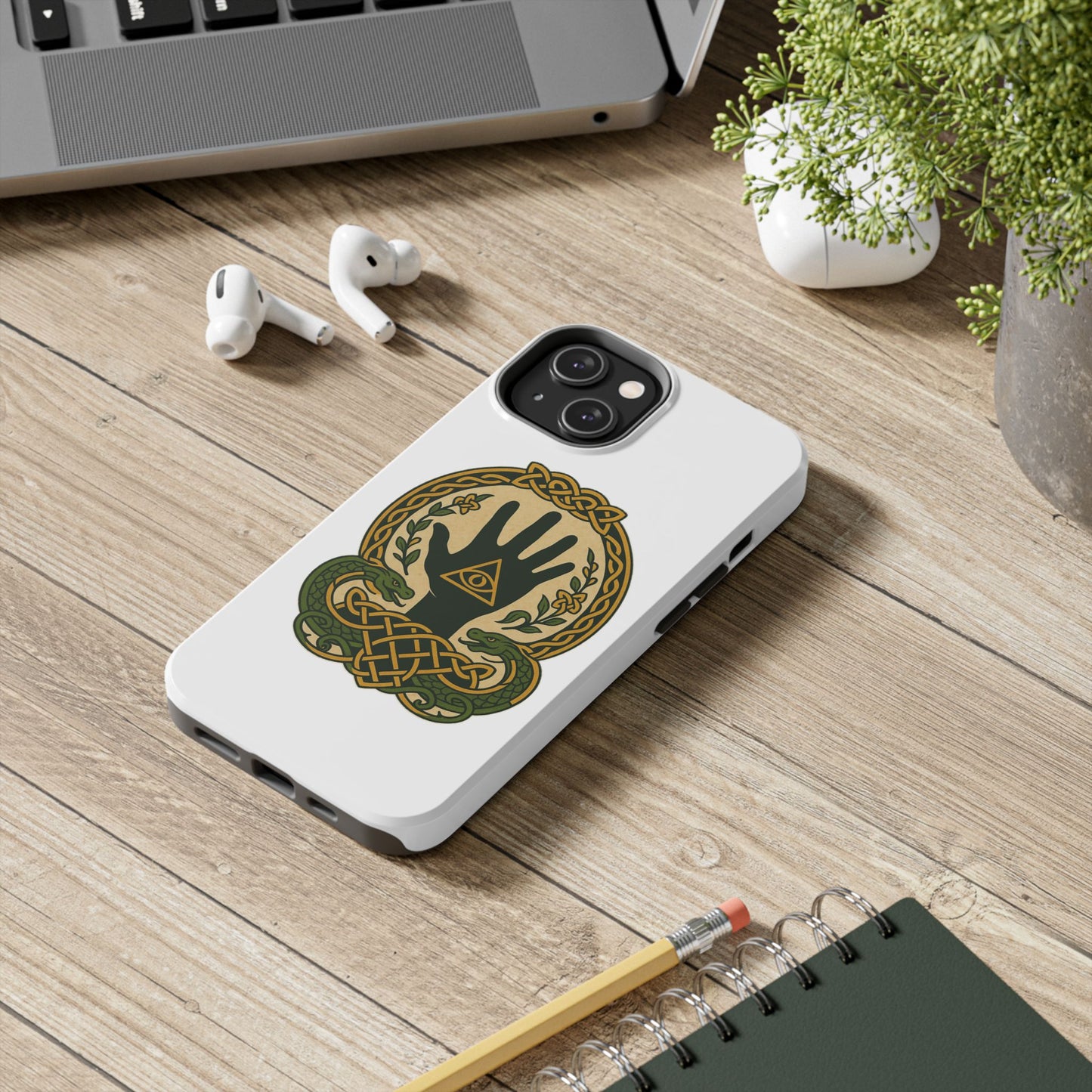 Celtic Eye of Providence Tough Phone Case — Protective Mythic Hand Design