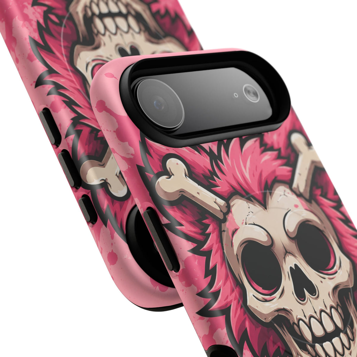 Pink Skull & Crossbones Tough Magnetic Phone Case — Punk Rock Protective Cover