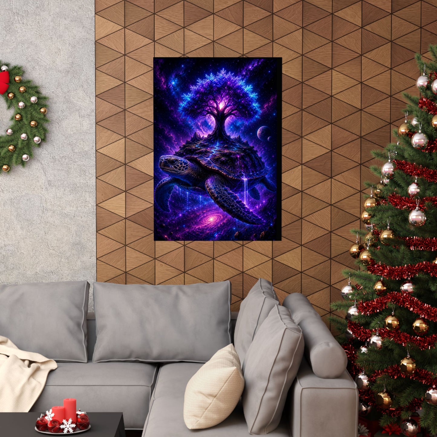 Cosmic Turtle Poster — Mystic Tree on Turtle Shell Matte Vertical Wall Art