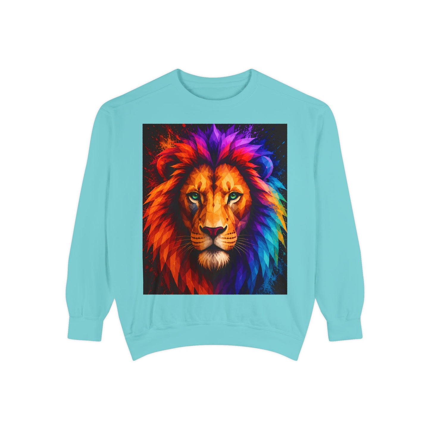 Colorful Lion Sweatshirt — Vibrant Rainbow Mane Crewneck