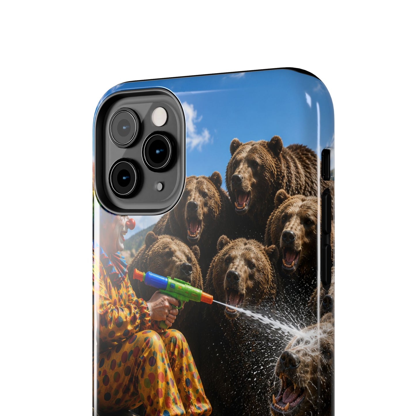 Tough Phone Case — Surreal Clown vs. Bears Protective Phone Cover