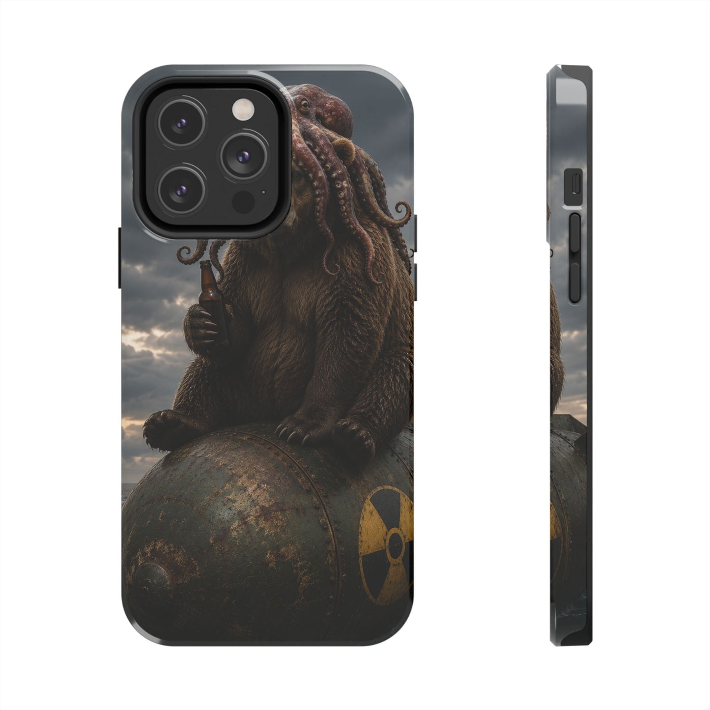 Tough Phone Case — Post‑Apocalyptic Bear with Octopus Helmet on Nuclear Bomb