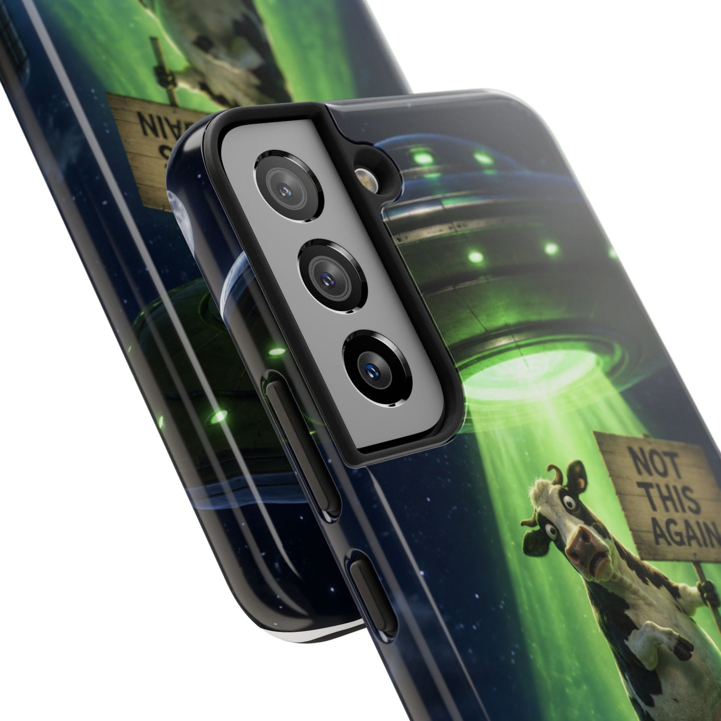Phone Case — Funny Alien Abduction Cow Design ("Not This Again")