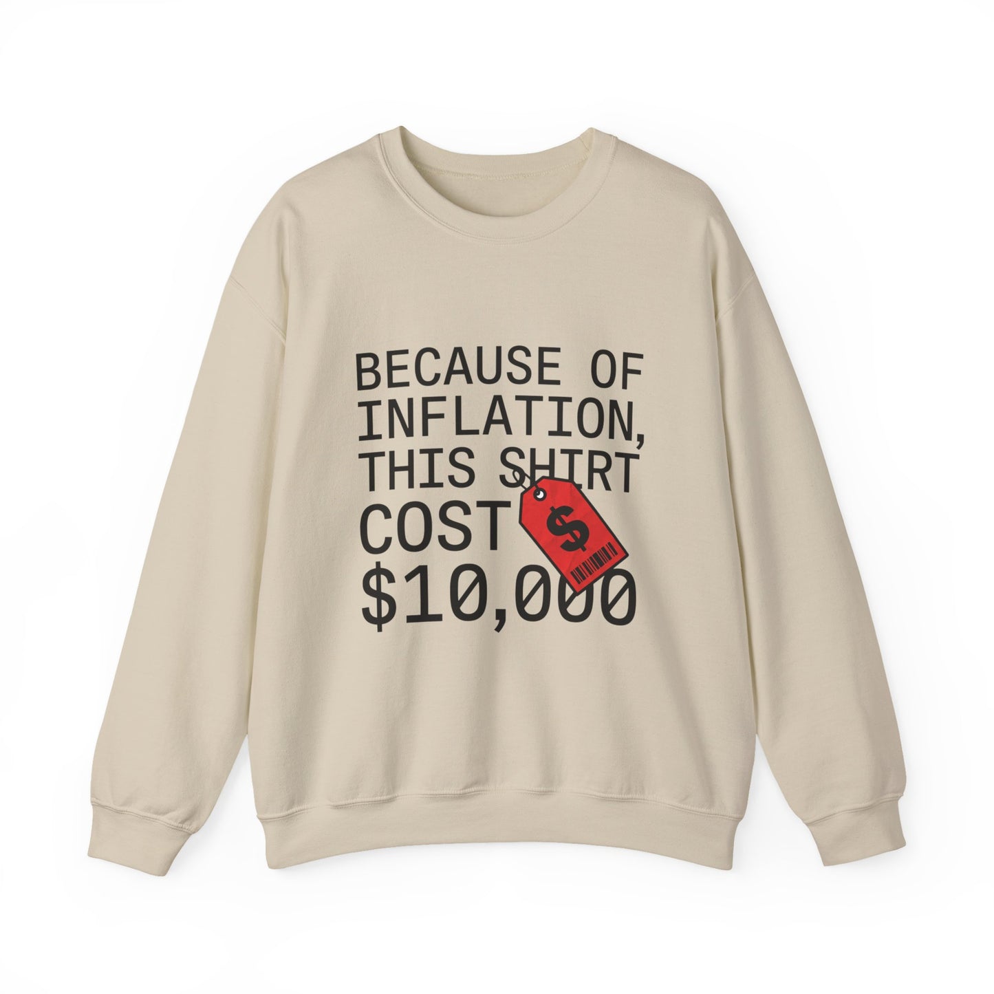 Ironic Money-Tag Text Sweatshirt | meme flex, streetwear satire