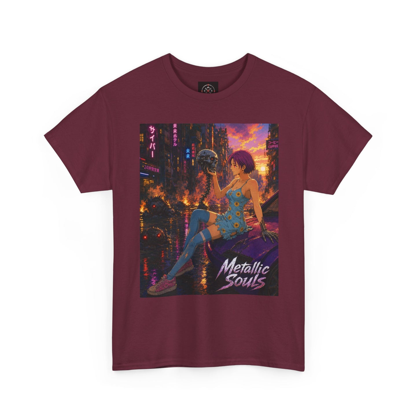 Metallic Souls Tee — Cyberpunk Anime Graphic T-Shirt