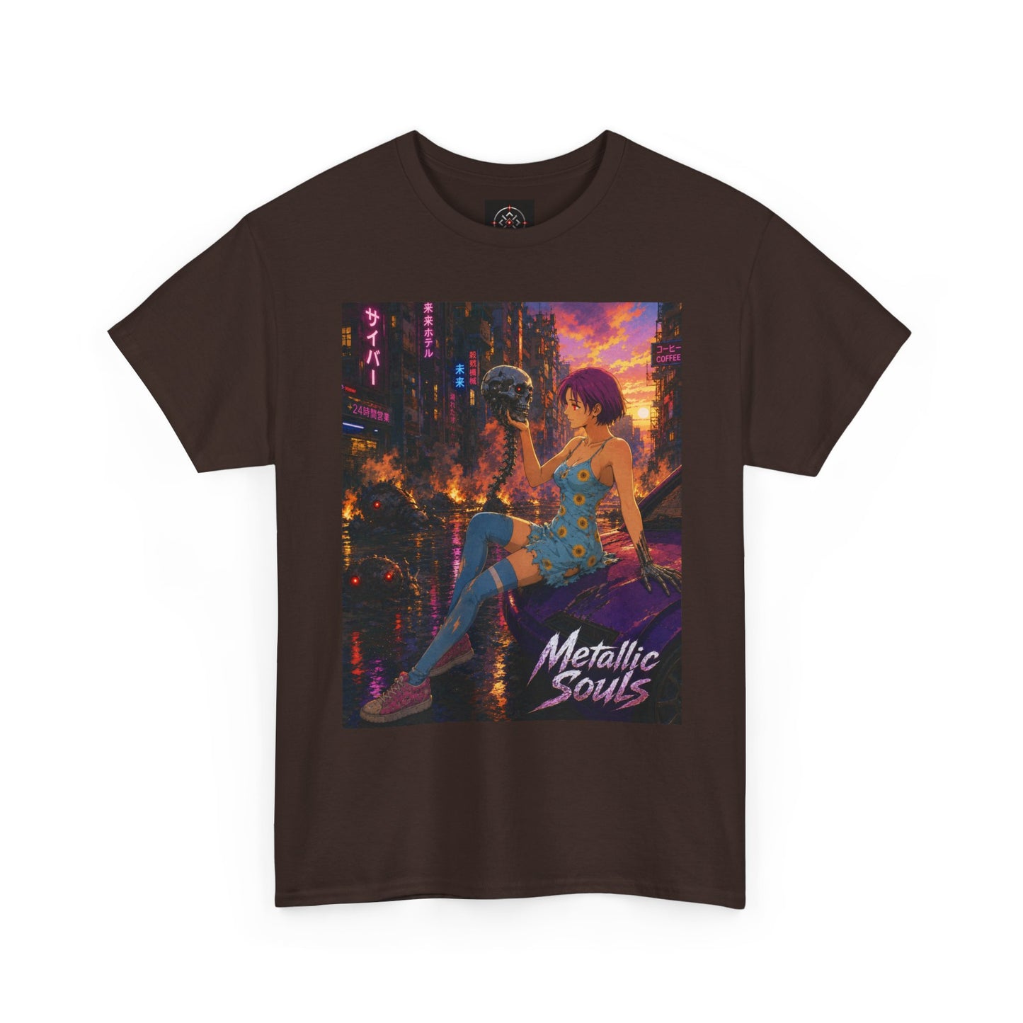 Metallic Souls Tee — Cyberpunk Anime Graphic T-Shirt