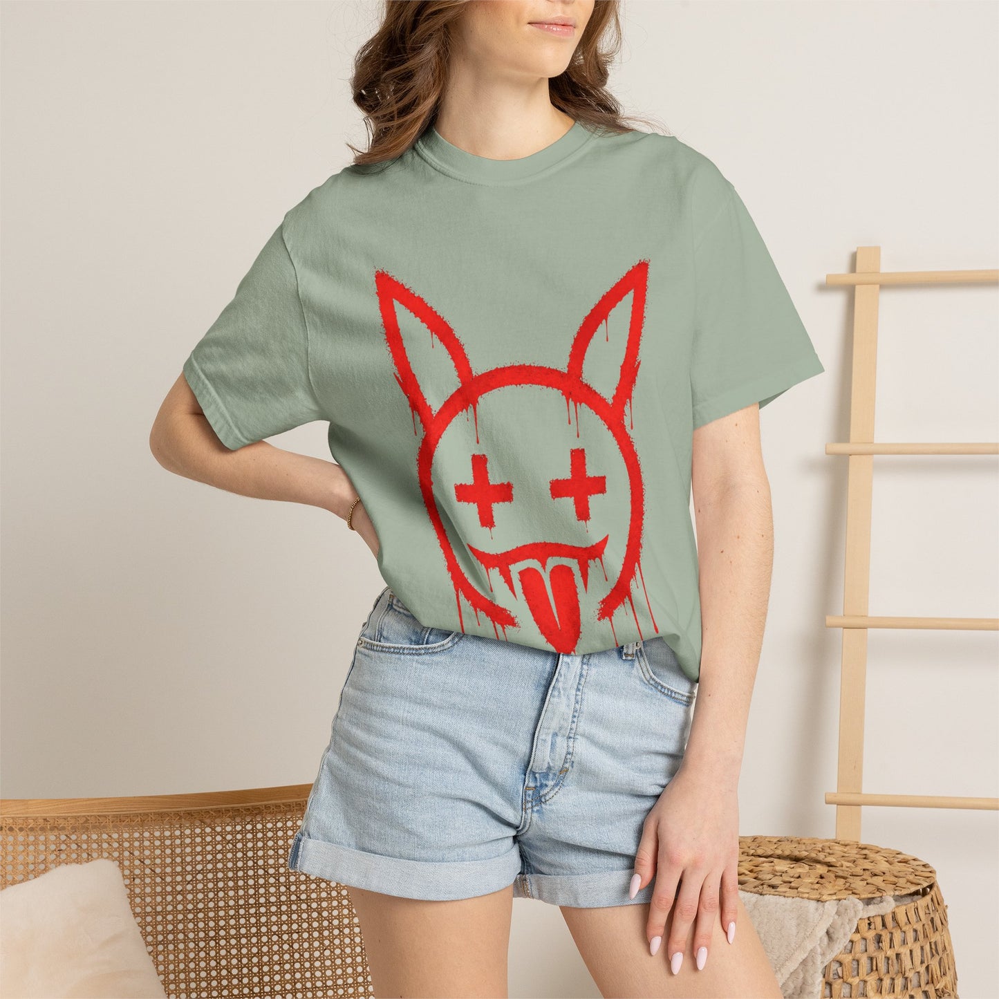 Metallic Souls Graffiti Bunny Heavyweight Streetwear T-Shirt
