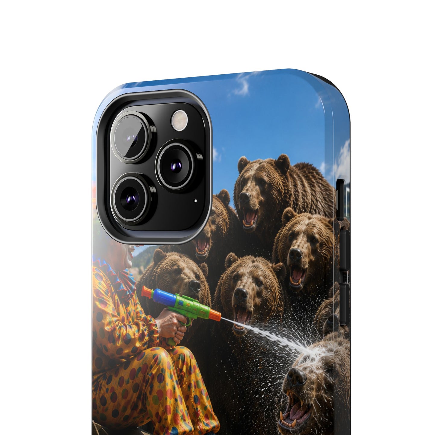 Tough Phone Case — Surreal Clown vs. Bears Protective Phone Cover