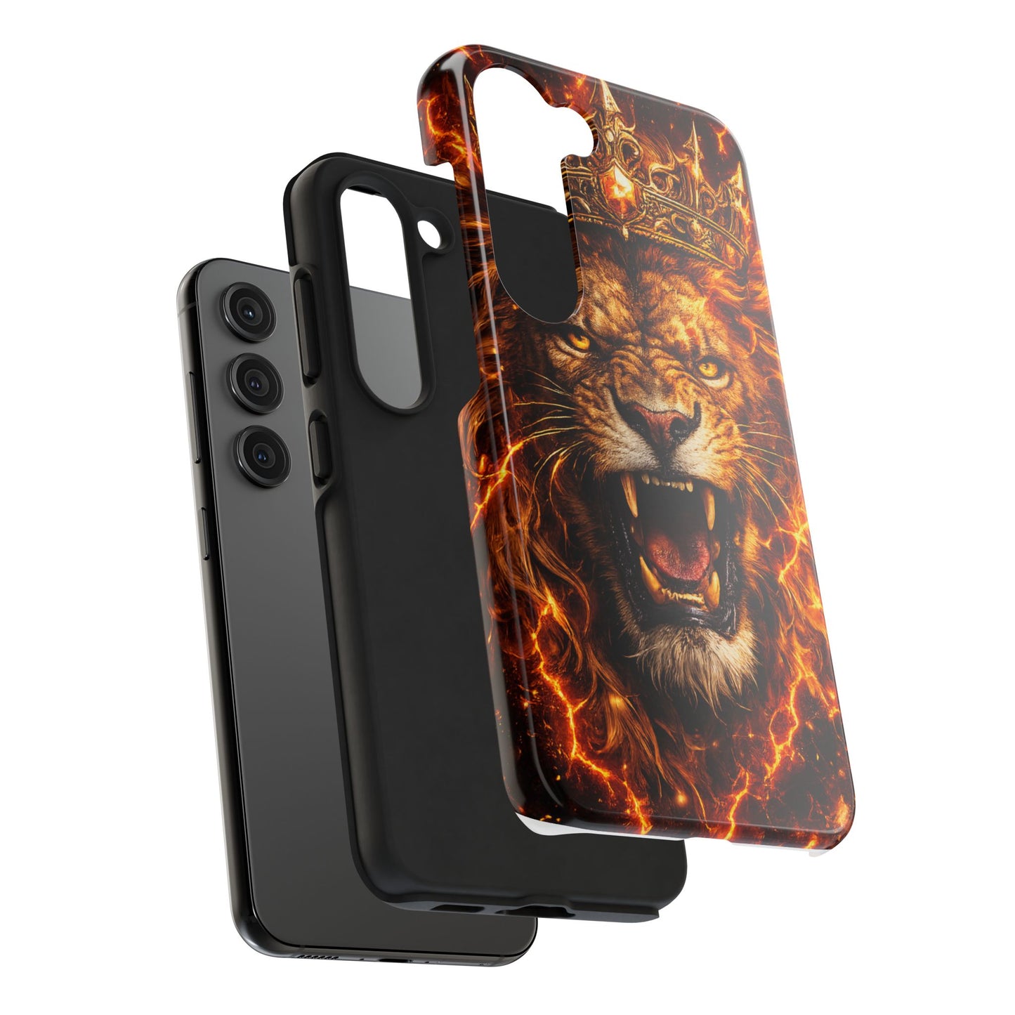 Fiery Lion King Tough Phone Case — Protective iPhone Case with Roaring Crown Design