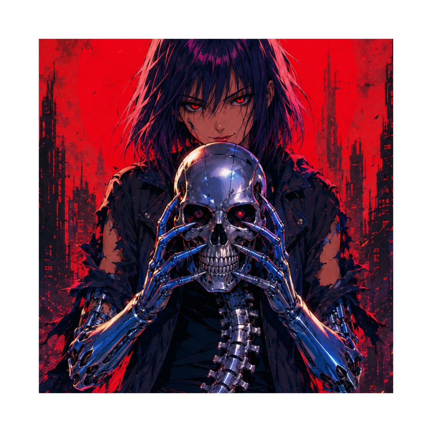 Metallic Souls Skull Poster — Gothic Anime Matte Vertical Wall Art