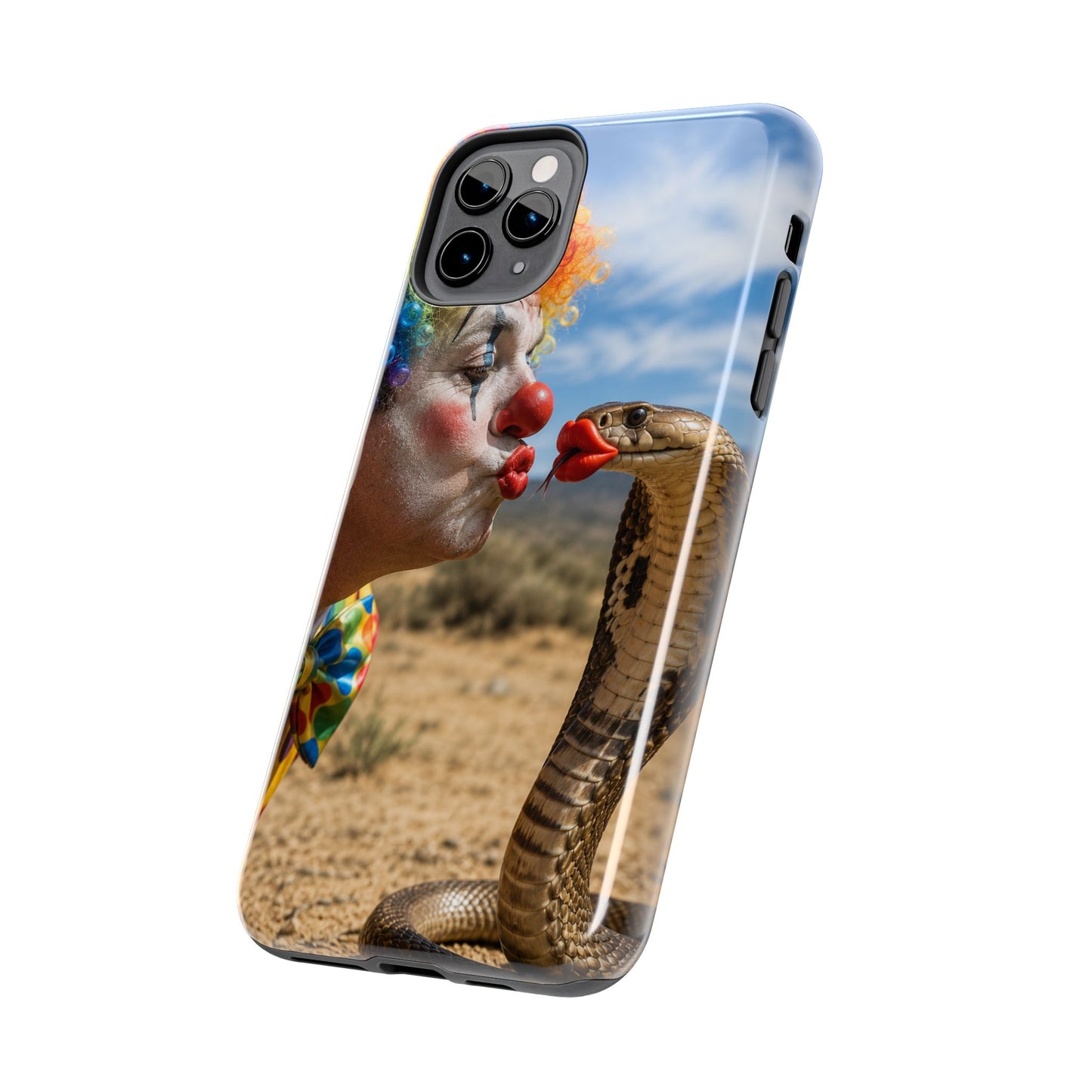 Clown & Cobra Tough Phone Case — Funny Kiss Design, Shockproof Protective Cover