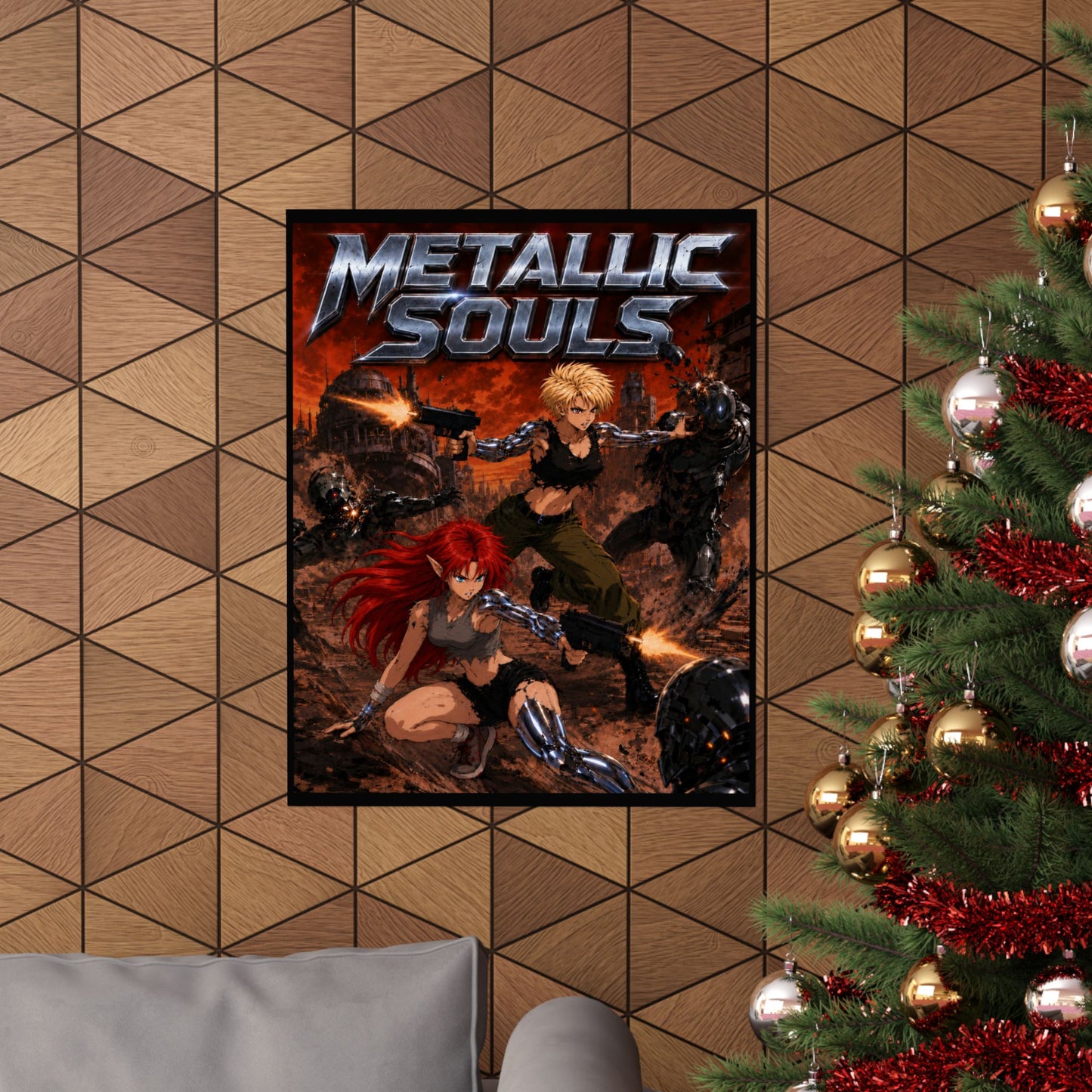 Metallic Souls Poster — Anime Sci‑Fi Action Matte Vertical Print