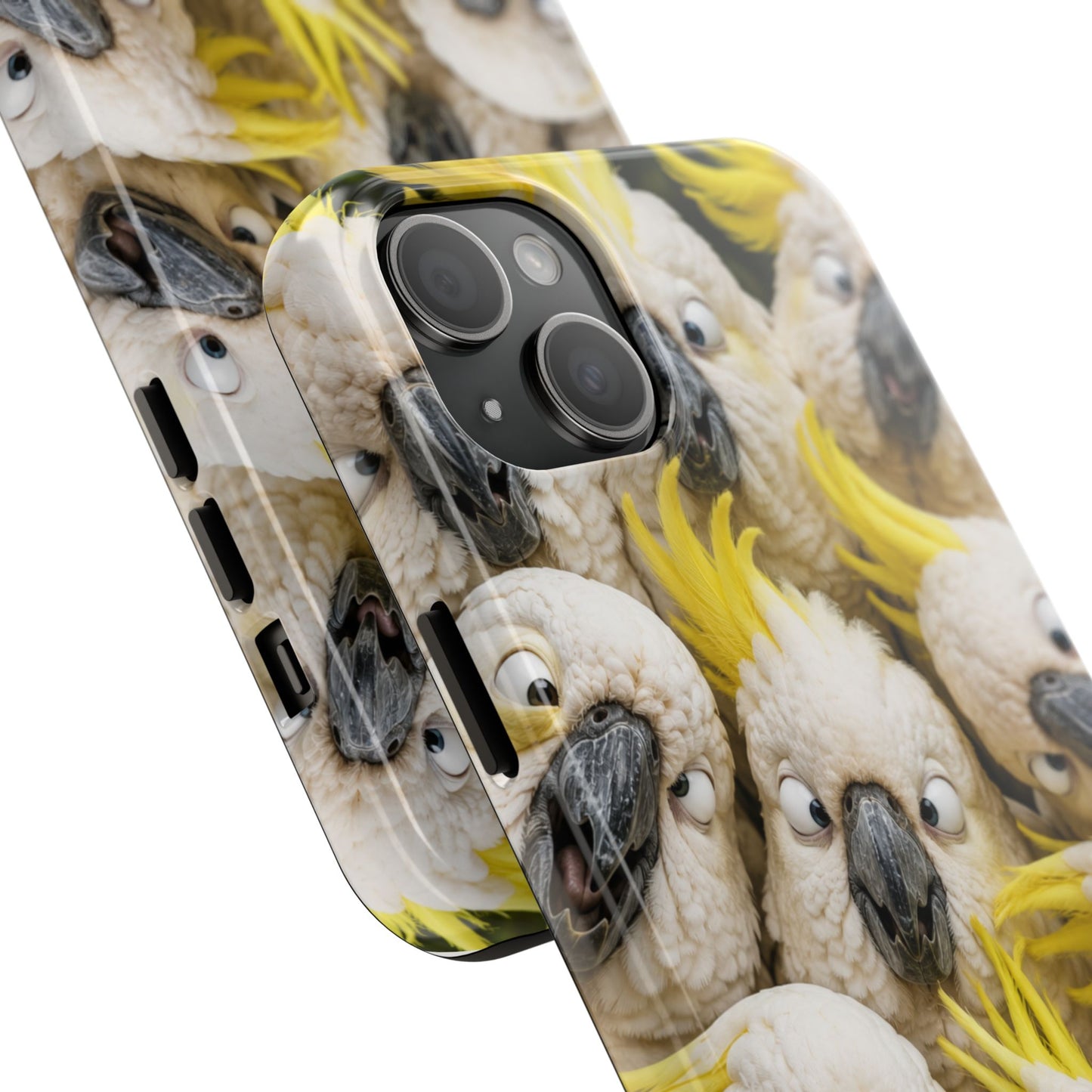 Cockatoo Collage Tough Phone Case — Funny Yellow Crested Bird Protective Phone Cover