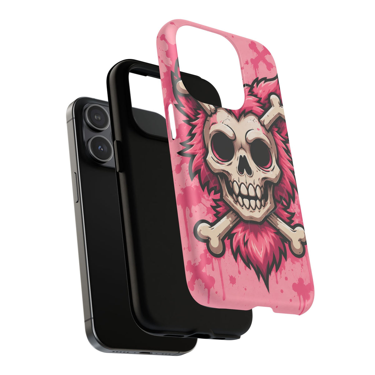 Pink Skull & Crossbones Tough Magnetic Phone Case — Punk Rock Protective Cover
