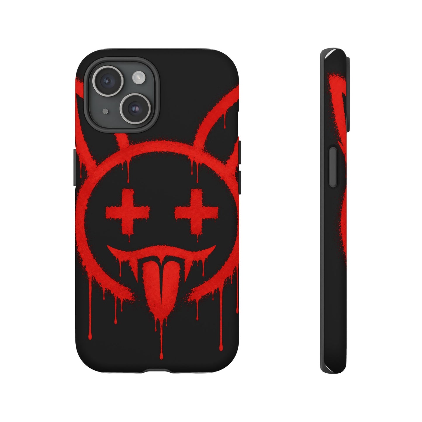 Phone Case - Metallic Souls Red Drip Smiley Graffiti Design