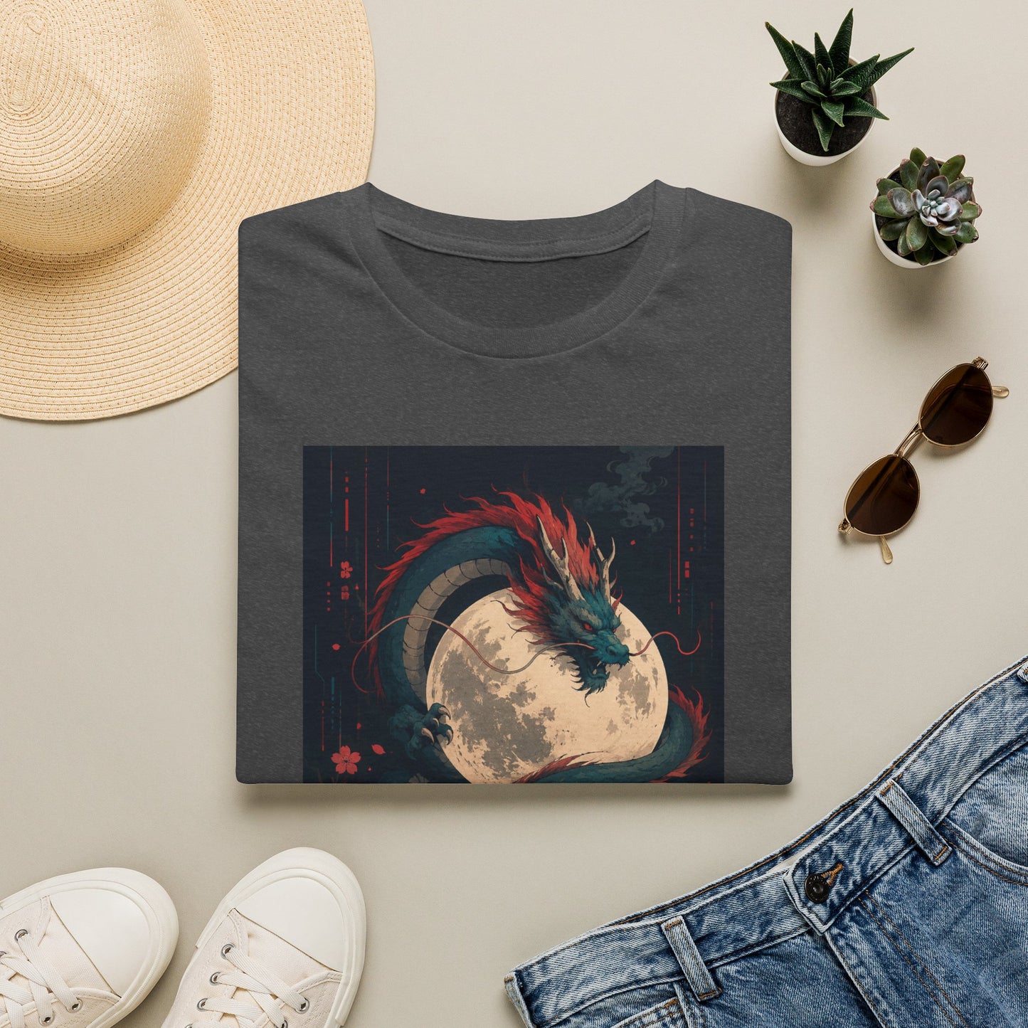 Dragon Moon T-Shirt — Mystical Japanese Serpent Design