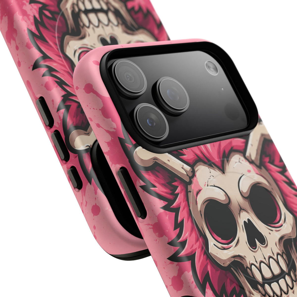 Pink Skull & Crossbones Tough Magnetic Phone Case — Punk Rock Protective Cover