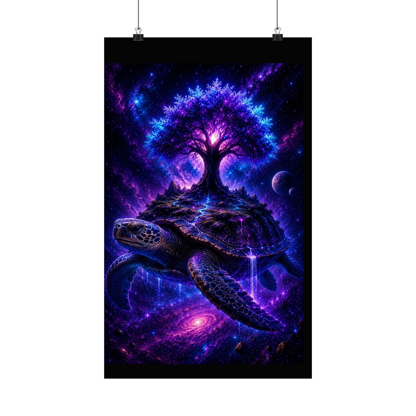 Cosmic Turtle Poster — Mystic Tree on Turtle Shell Matte Vertical Wall Art