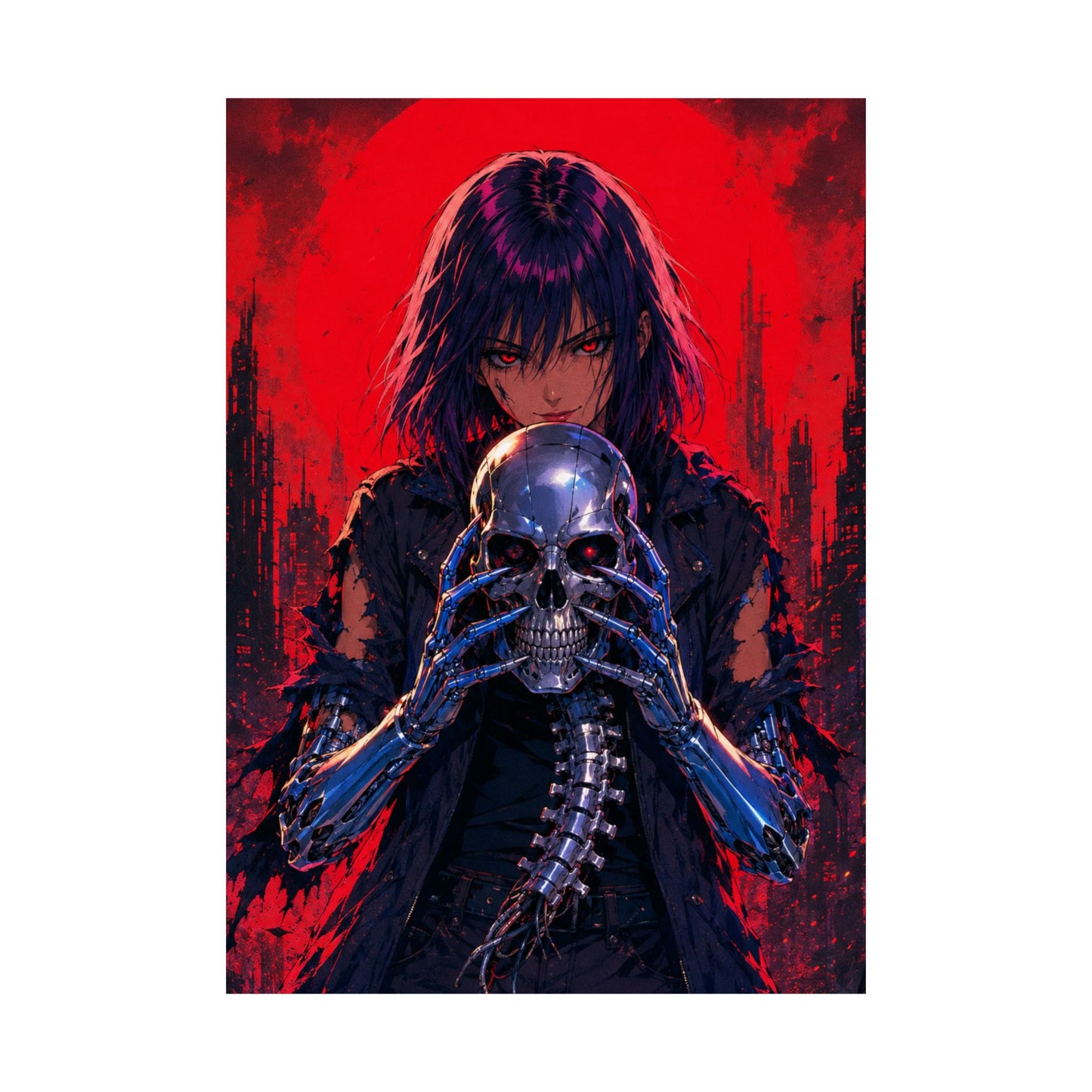 Metallic Souls Skull Poster — Gothic Anime Matte Vertical Wall Art