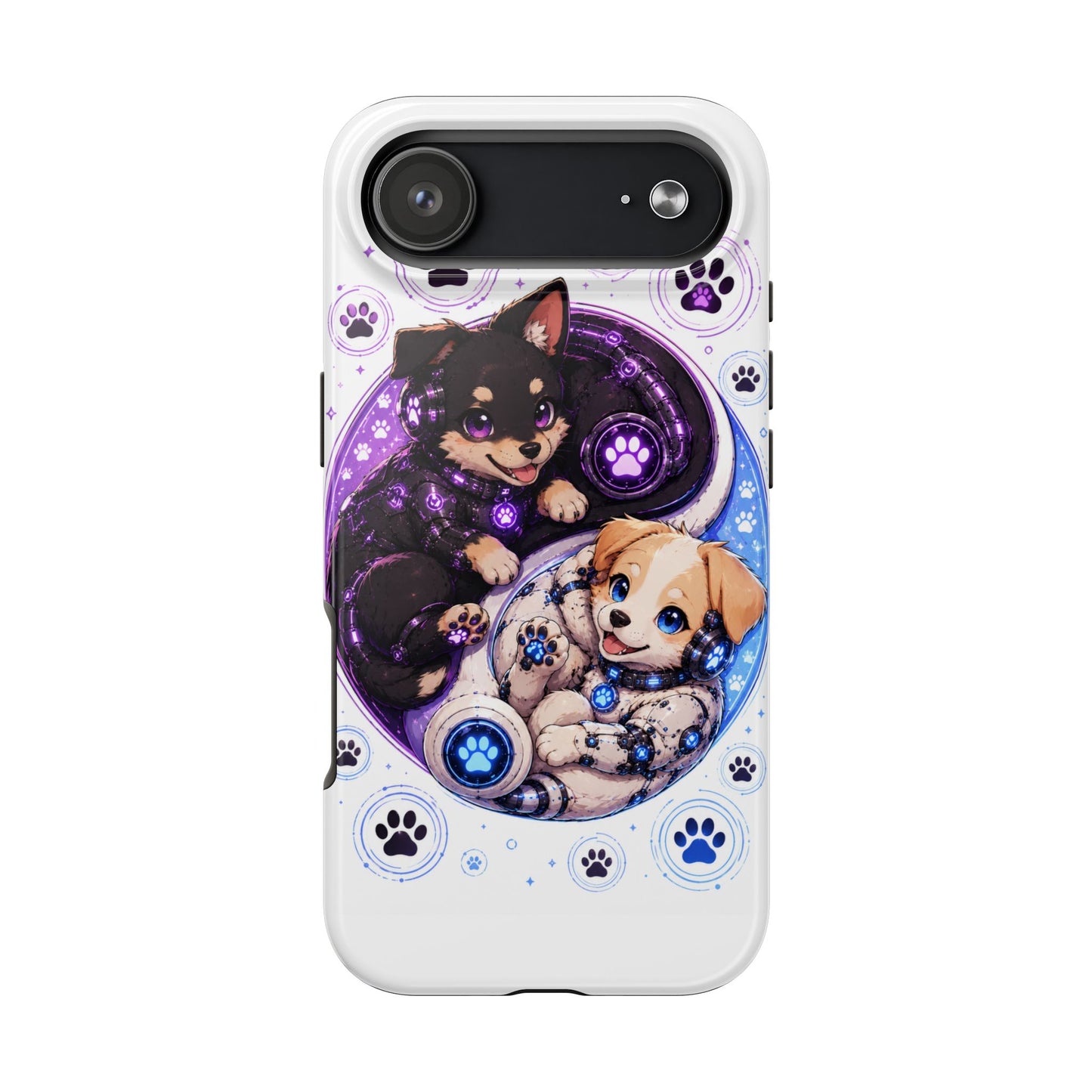 Yin Yang Puppy Tough Phone Case — Cute Paw Print Dog Protector