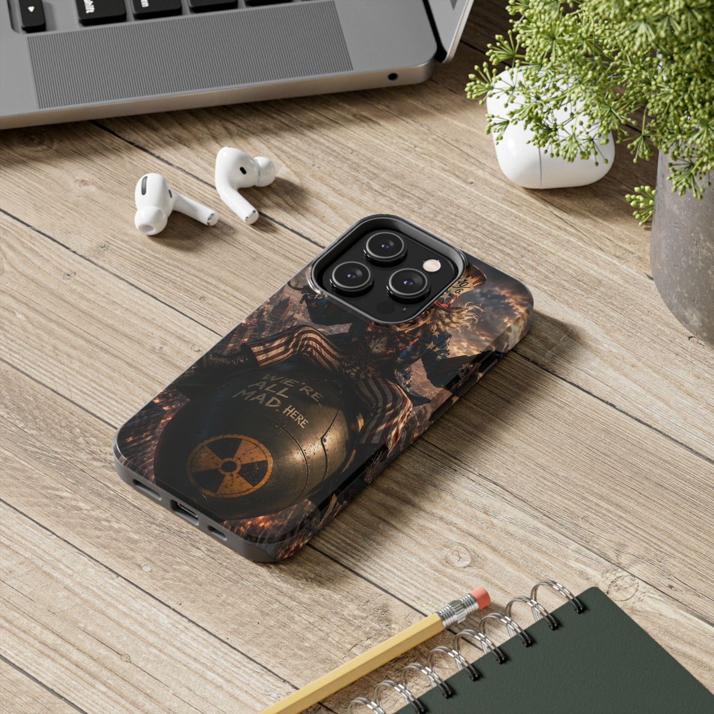 Tough Phone Case — Dark Uncle Sam 'We're All Mad Here' Nuclear Bomb Design