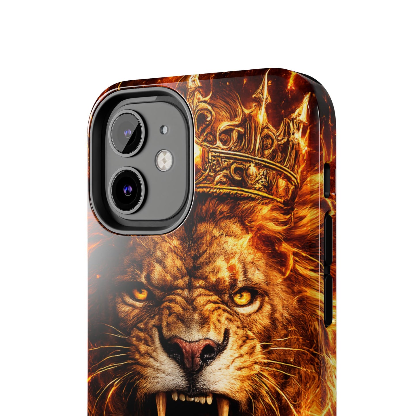 Fiery Lion King Tough Phone Case — Protective iPhone Case with Roaring Crown Design
