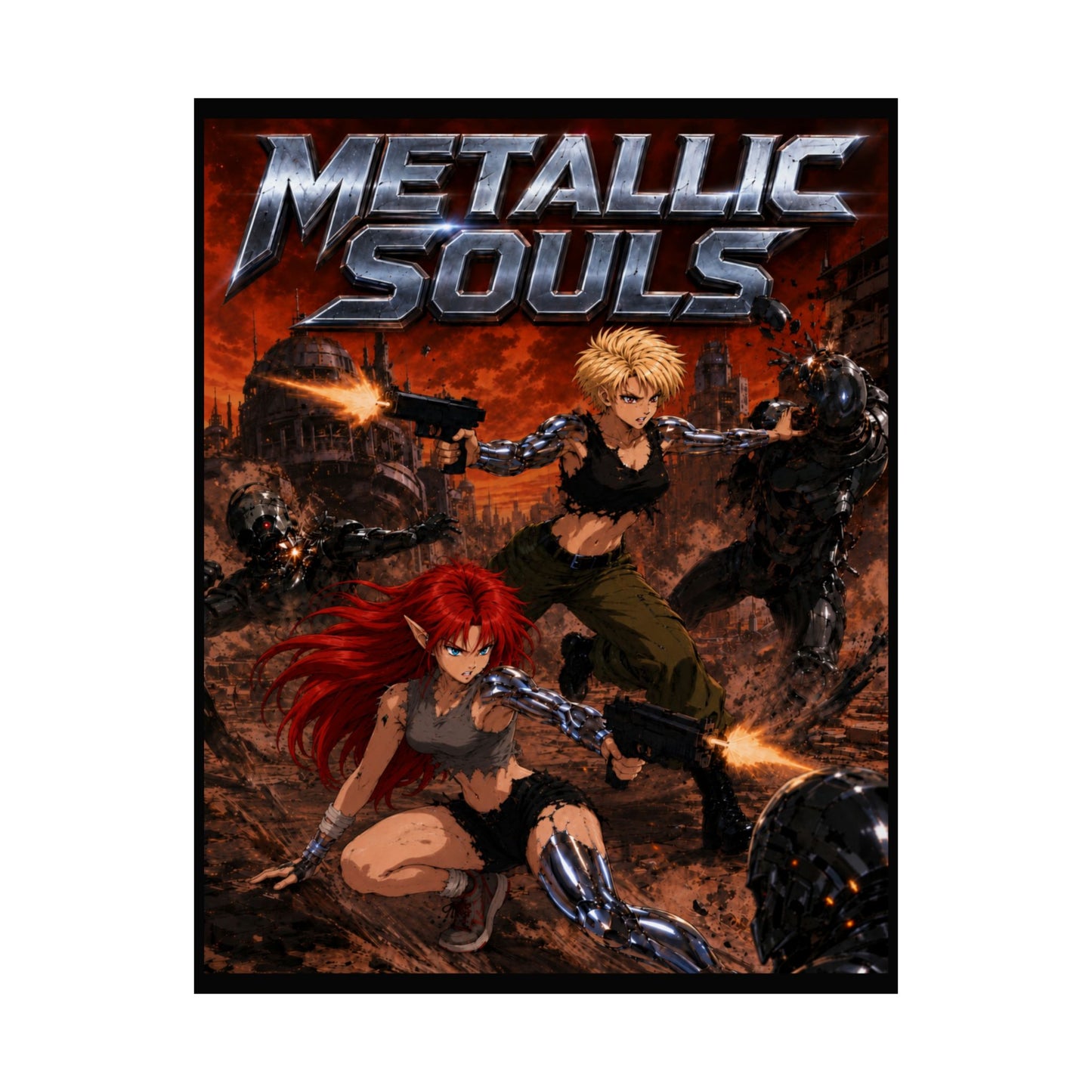 Metallic Souls Poster — Anime Sci‑Fi Action Matte Vertical Print
