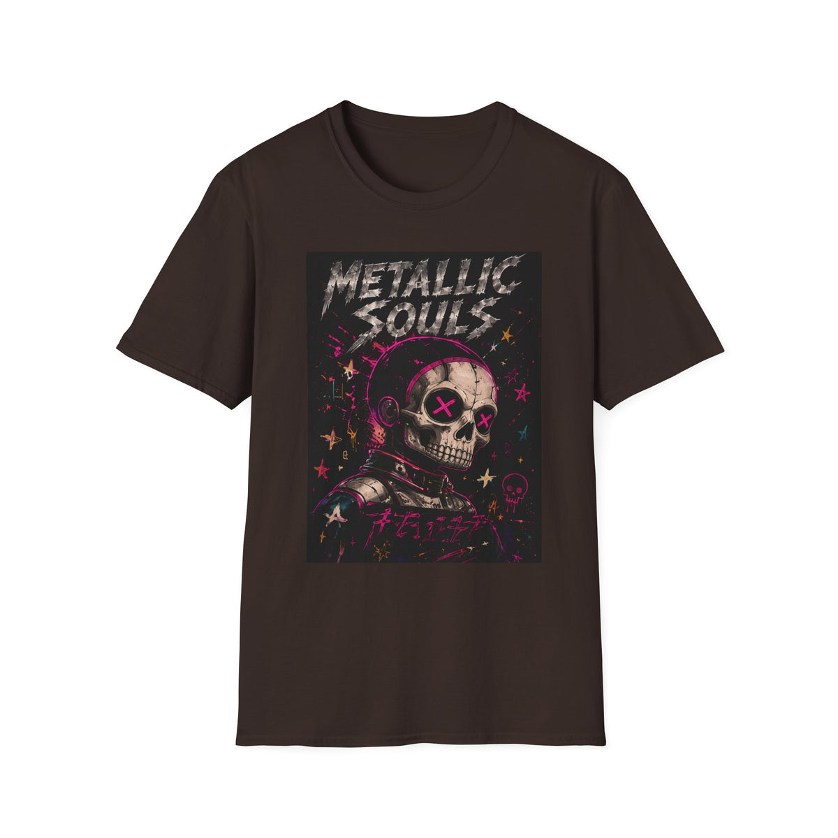 Metallic Souls Skull T‑Shirt — Retro Grunge Rock Tee