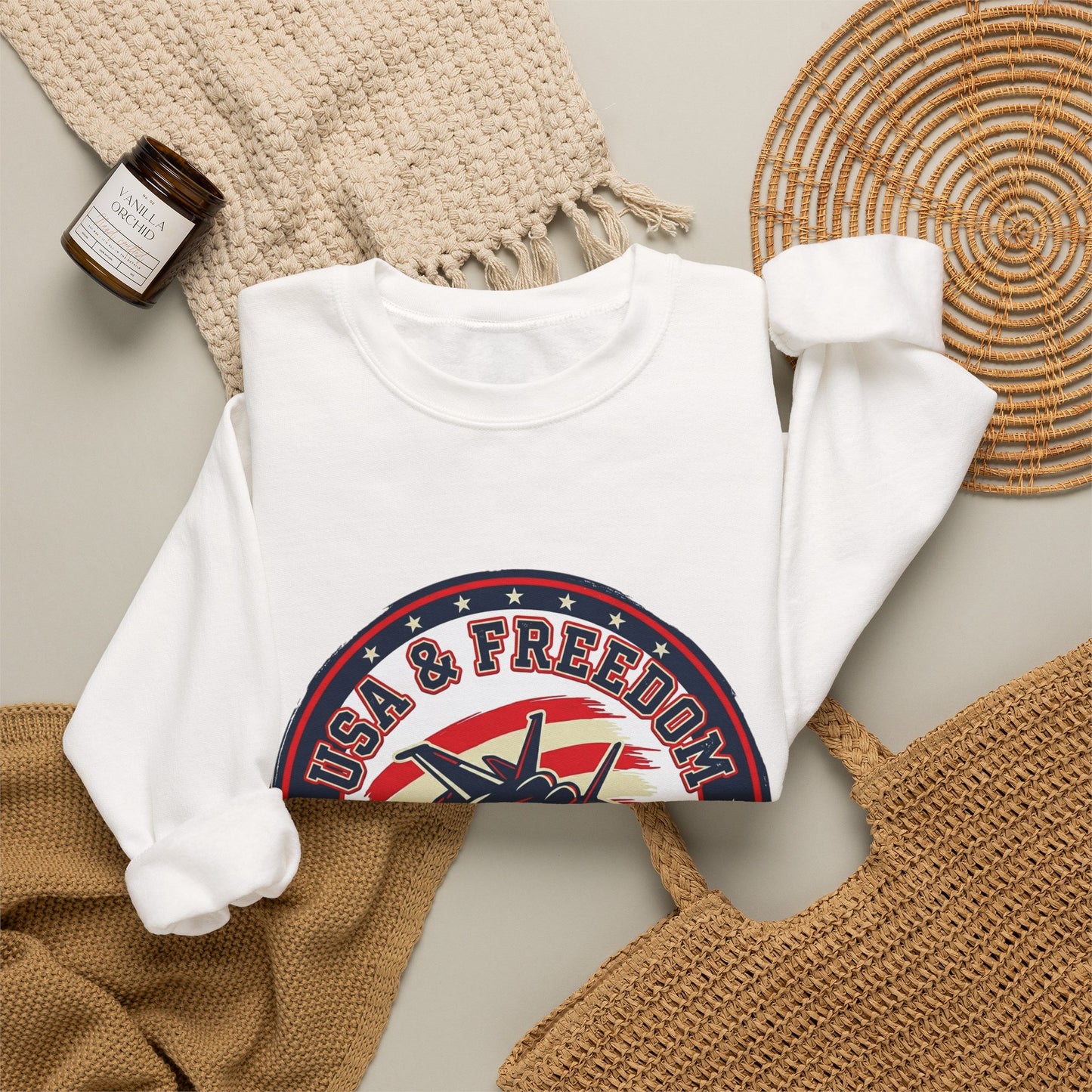 USA & Freedom Crewneck Sweatshirt | patriotic, faith-based vintage Americana