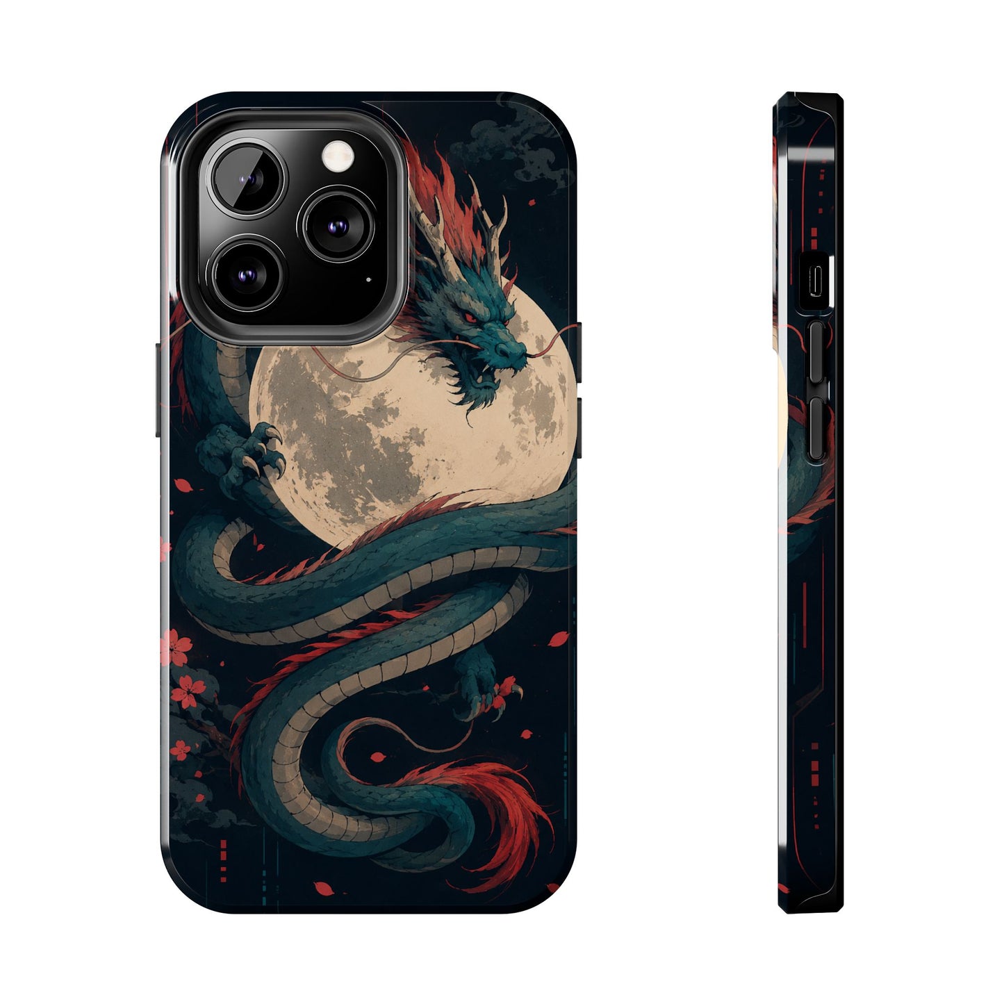 Dragon Moon Phone Case — Mythic Asian Serpent Design Tough Case
