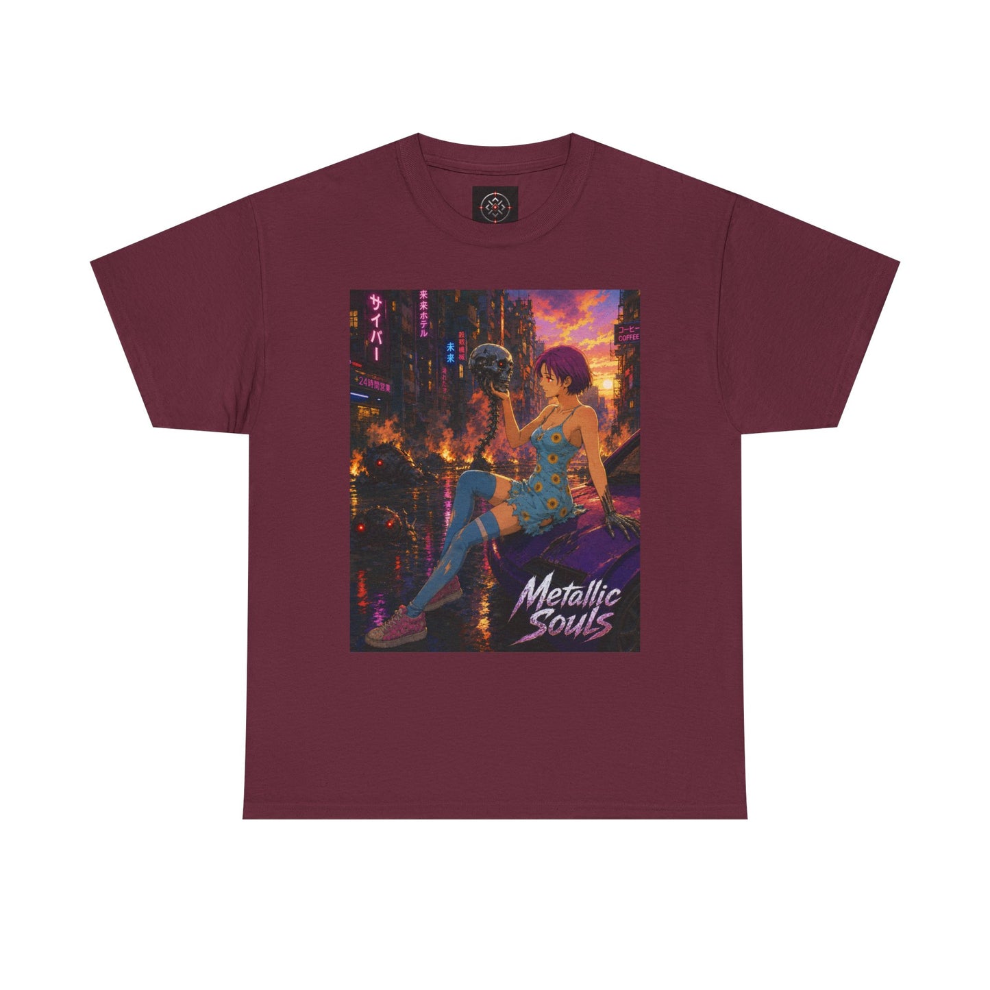 Metallic Souls Tee — Cyberpunk Anime Graphic T-Shirt