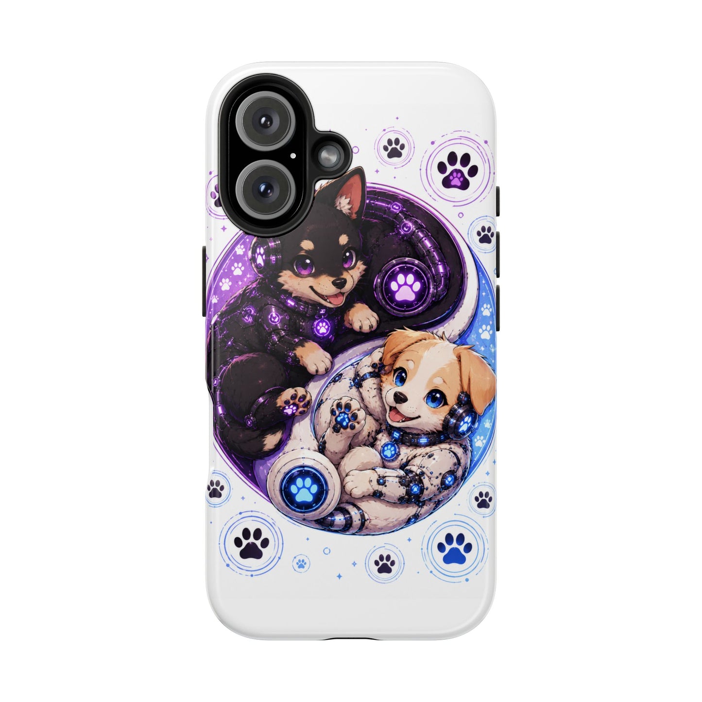 Yin Yang Puppy Tough Phone Case — Cute Paw Print Dog Protector