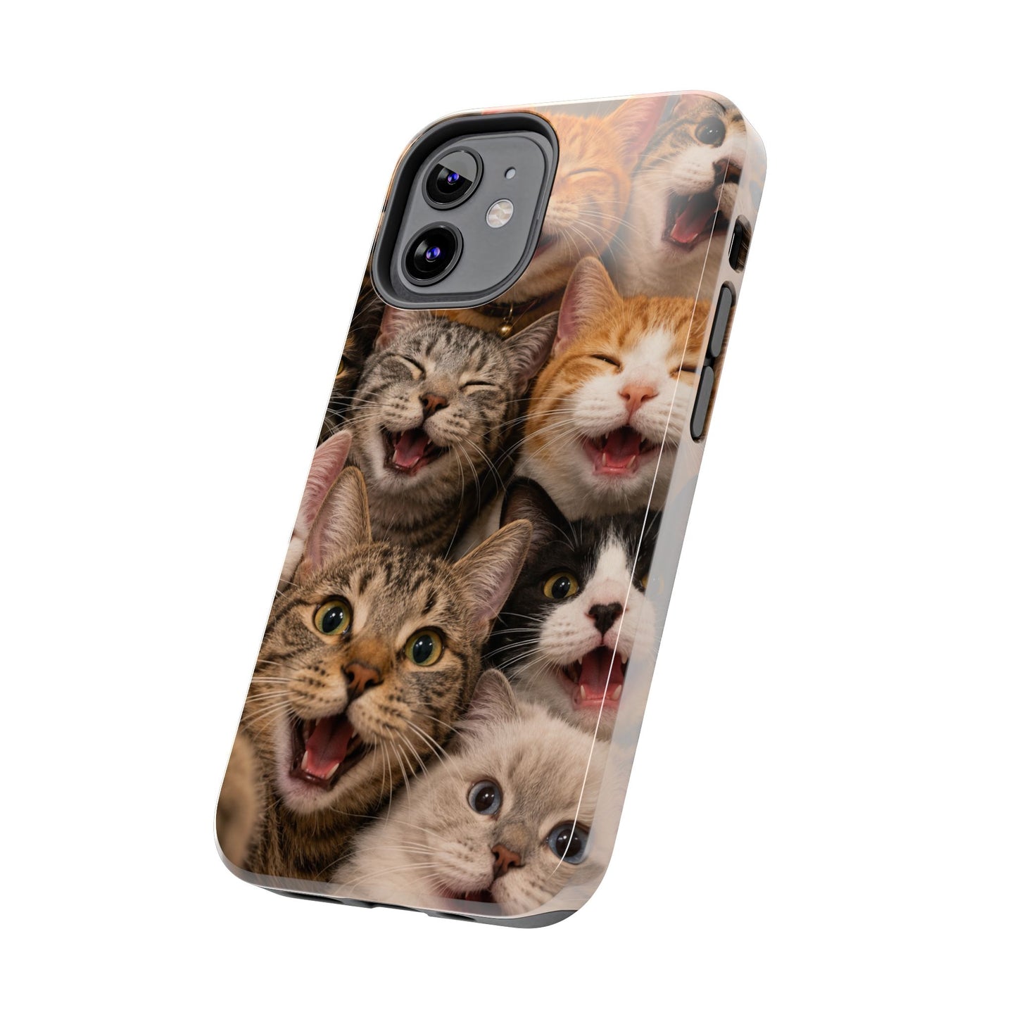 Tough Smiling Cats Collage Phone Case – Cute Cat Faces for iPhone