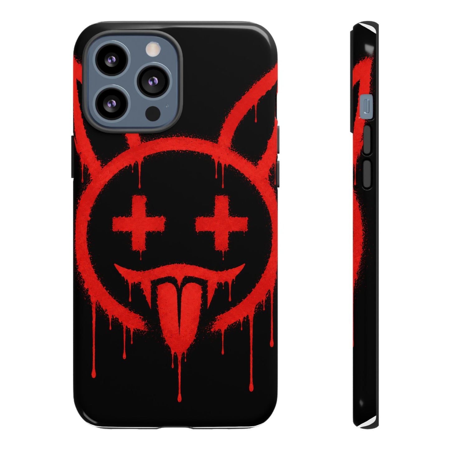 Phone Case - Metallic Souls Red Drip Smiley Graffiti Design