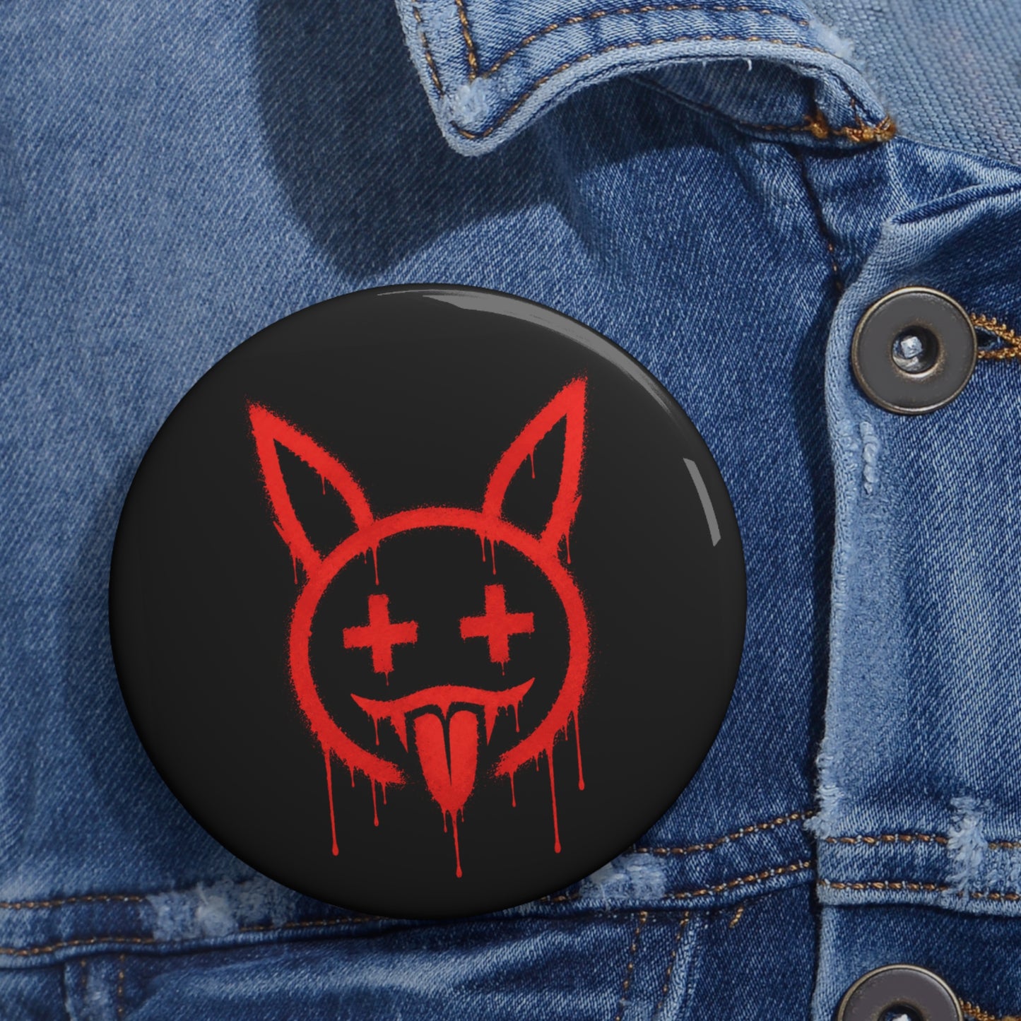 Metallic Souls — Red Drip Smiley Bunny Punk Pin