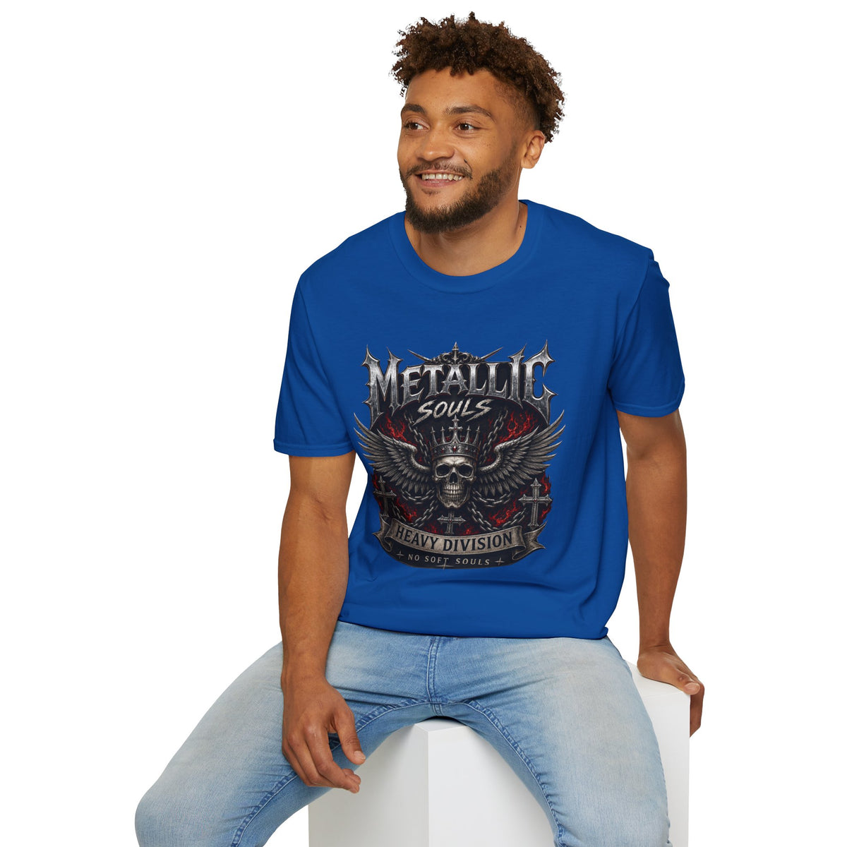 Metallic Souls Graphic T-Shirt — Gothic Skull & Wings Heavy Metal Tee