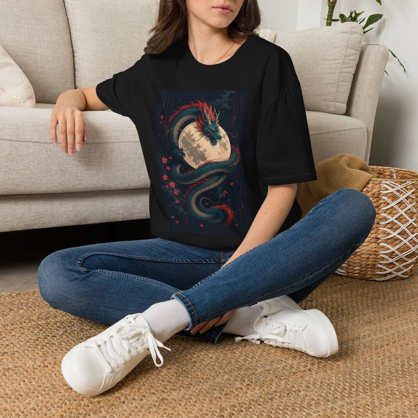 Dragon Moon T-Shirt — Mystical Japanese Serpent Design