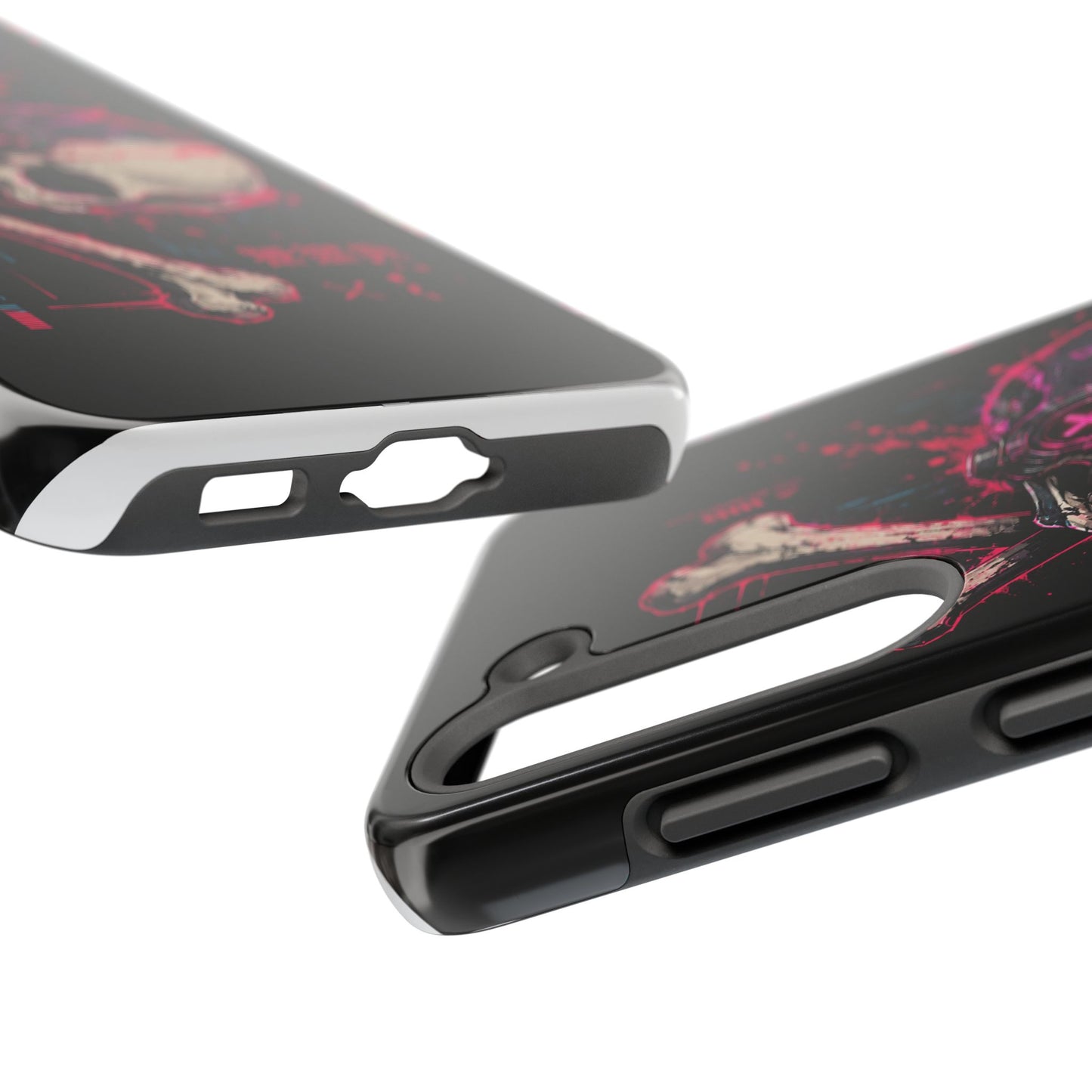 Skull & Crossbones Tough Phone Case — Neon Cyberpunk Skull Design