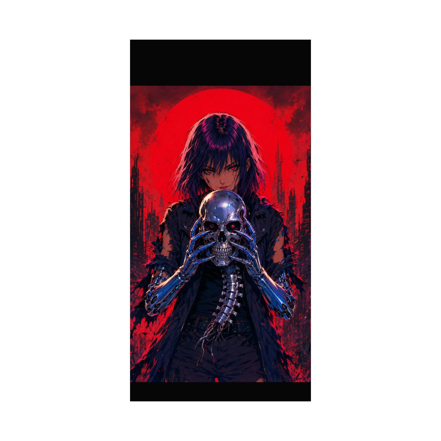 Metallic Souls Skull Poster — Gothic Anime Matte Vertical Wall Art