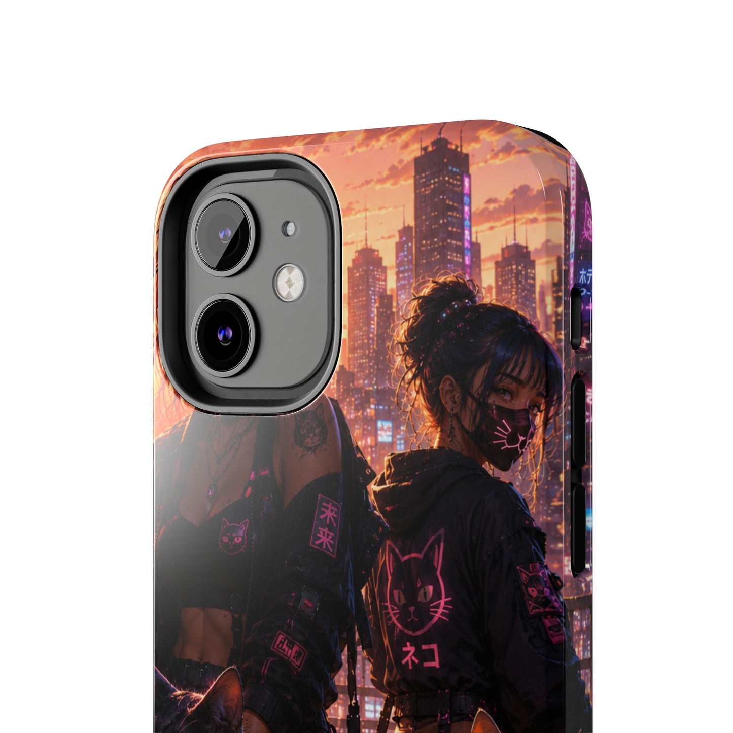 Cyberpunk Pack: Tough Phone Case with Neon Panther & City Sunset