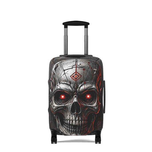 Skull Luggage Cover — Red-Eye Gothic Suitcase Protector