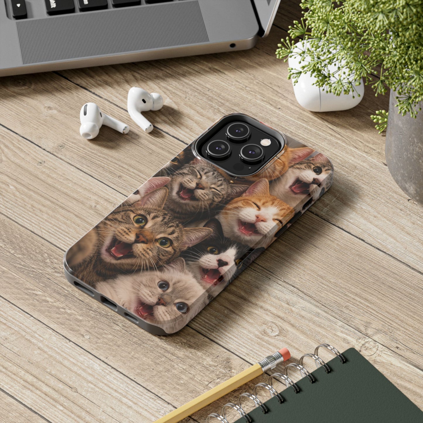 Tough Smiling Cats Collage Phone Case – Cute Cat Faces for iPhone