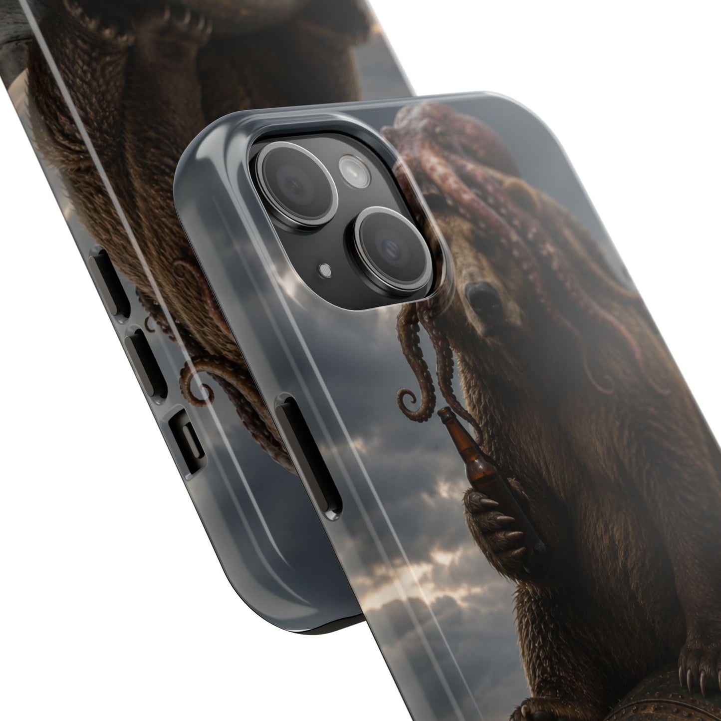 Tough Phone Case — Post‑Apocalyptic Bear with Octopus Helmet on Nuclear Bomb