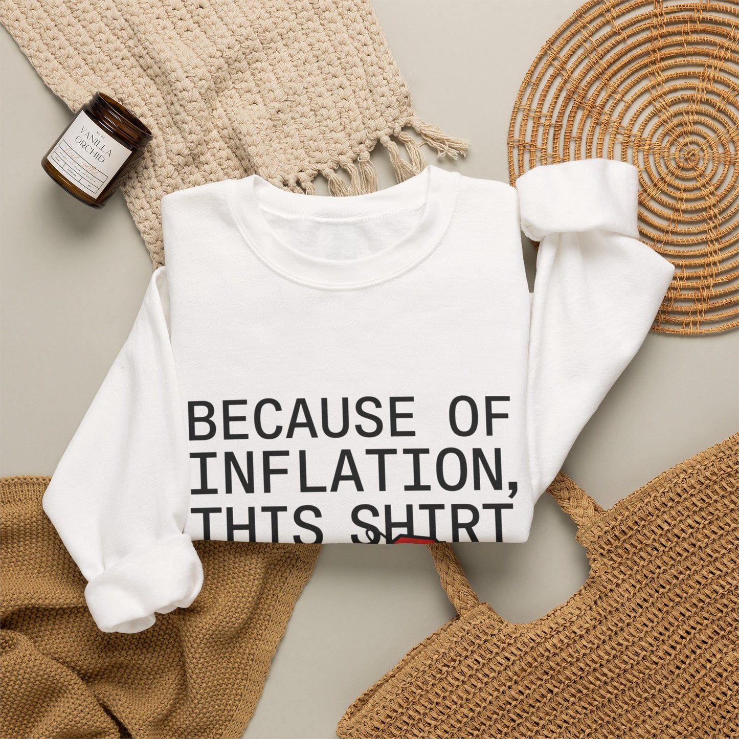 Ironic Money-Tag Text Sweatshirt | meme flex, streetwear satire