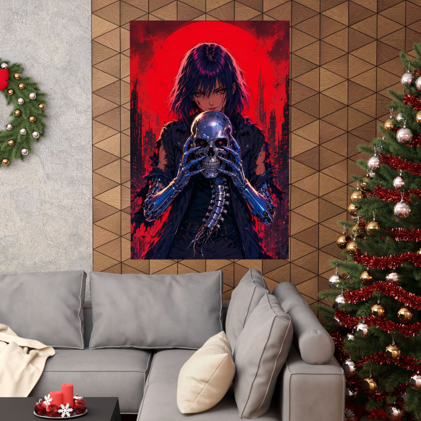 Metallic Souls Skull Poster — Gothic Anime Matte Vertical Wall Art