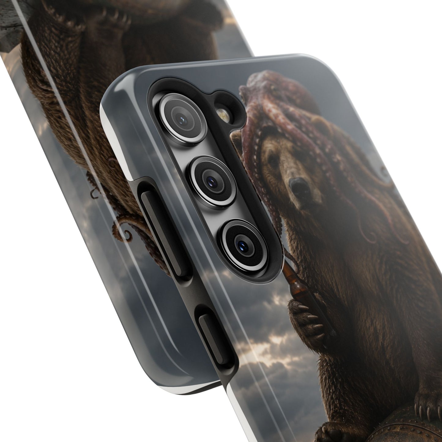 Tough Phone Case — Post‑Apocalyptic Bear with Octopus Helmet on Nuclear Bomb