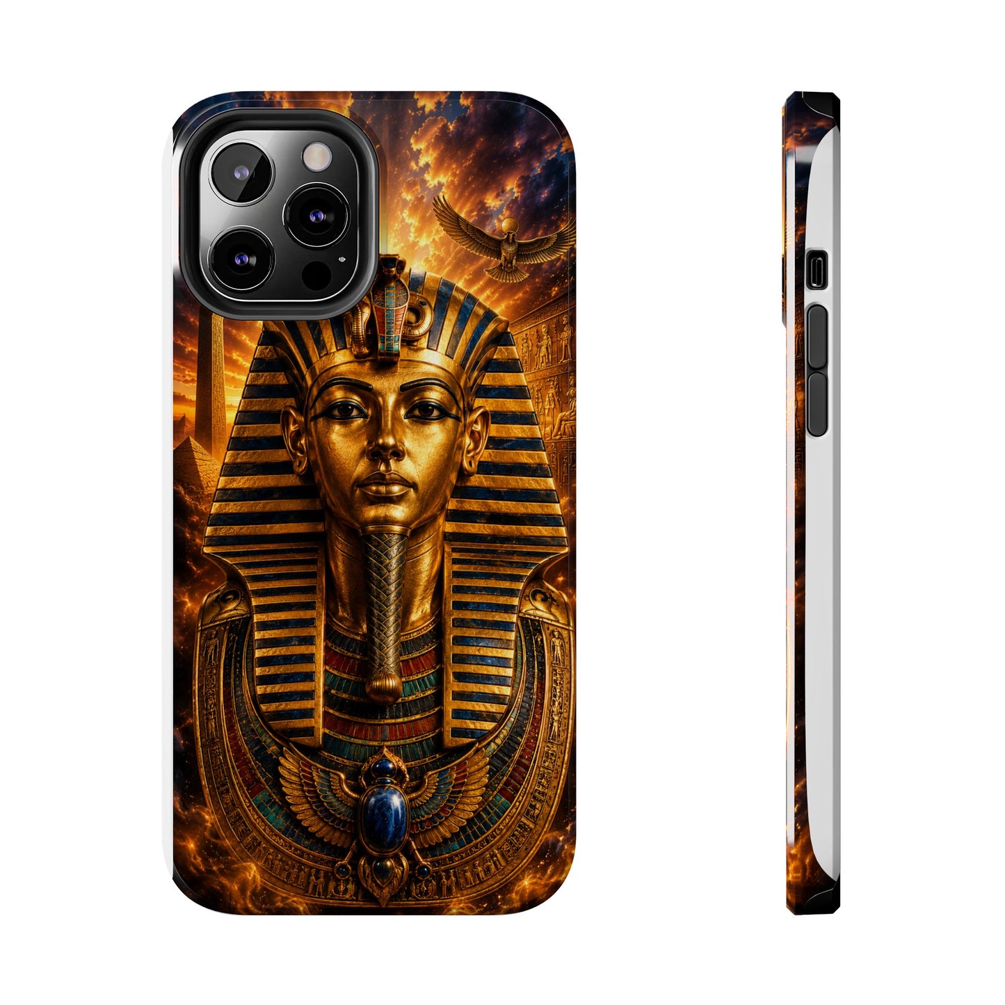 Egyptian Pharaoh Tough Phone Case — Protective Golden Tutankhamun Design